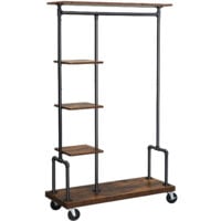 VASAGLE Portemanteau Mobile, Vestiaire sur Roulettes, Meuble d’Entrée, Portant à Vêtements à 5 Niveaux, Structure Métallique, Marron Rustique par SONGMICS HSR66BX