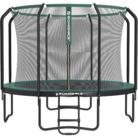 Songmics – Trampoline pour enfant 305 cm – Filet de sécurité – Poteaux de 180 cm – Charge maximale 150 kg – Cadre en acier galvanisé noir et vert