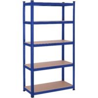 Rayonnage Étagère à 5 niveaux, 40 x 90 x 180 cm, charge totale 875 kg (175 kg/niveau) - Bleu