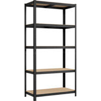 Songmics – Rayonnage 5 niveaux 50 x 100 x 200 cm – Capacité 600 kg – Planches réglables – Structure acier renforcé – Style industriel noir
