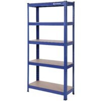 Rayonnage 150 x 75 x 30cm - Charge lourde acier resistant clipsable avec MDF 5 Tablettes - Capacité de 650kg - Bleu