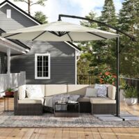 Songmics – Parasol déporté 3m avec protection UPF 50+ – Mât en métal et base croisée – Stable et hydrofuge pour extérieur – Beige