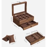 Bois Boîte Bijoux Coffret Écrin Présentoir Collier Trésor Montre Bracelet Cadeau 