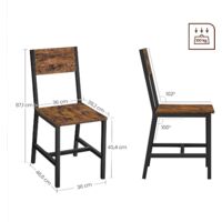 Lot De 2 Chaises Salle à Manger VASAGLE - Style Industriel Marron Rustique Noir, Ergonomiques Et Solides