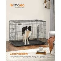 FEANDREA 2 Portes Cage pour chien pliable et transportable avec Poignées et Plateau Noir 106 x 70 x 77.5cm par SONGMICS PPD42H - Noir