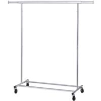 Portant à Vêtements avec Roulettes SONGMICS - Tringle Extensible - Charge Lourde - Porte-manteau - Rangement Vêtement - Capacité de Charge 90 kg - Argent