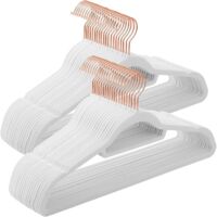 Songmics – Cintre en velours antiglisse – Lot de 50 – Crochets pivotants 360° – Épaisseur 0,6 cm – Longueur 43,5 cm – Blanc et rose gold – CRF021W02