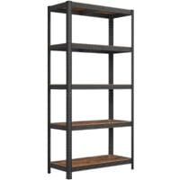 Rayonnage Étagère à 5 niveaux, 180 x 90 x 40cm, charge totale 875 kg (175 kg/niveau) - Noir et Marron Rustique
