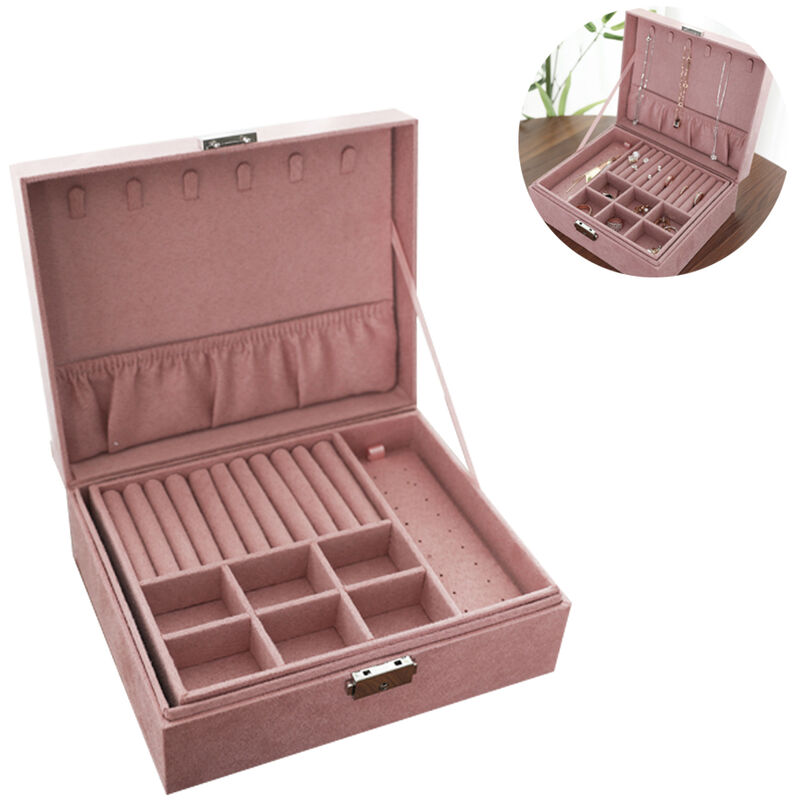 Caja de maquillaje de color oro rosa, regalo perfecto, caja de cosméticos  portátil, 4 bandejas, organizador de almacenamiento de joyas con cerradura