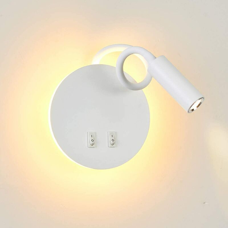 Lámpara de lectura LED de 3 + 8W Lámpara de cabecera para lectura Lámpara de lectura LED Lámpara de pared flexible Lámpara de pared blanca Lámpara de lectura LED con interruptor Lámpara de cabecera 3000K Moderna