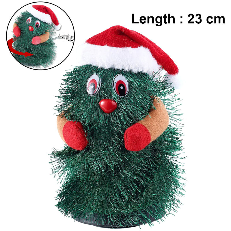 Árbol de Navidad eléctrico que gira y baila, canta, adornos navideños, juguetes, 23 cm