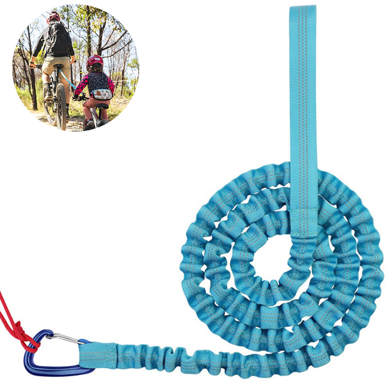 1 pieza Cuerda de remolque para niños, Cuerda de remolque para niños, Bungee para bicicleta con accesorio, Cuerda de remolque para bicicleta de montaña Cuerda de remolque para bicicleta de montaña para ir más lejos con su hijo, Compatible con cualquier bicicleta, azul