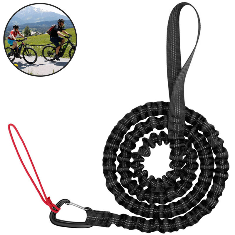 1 pieza Cuerda de remolque para niños, Cuerda de remolque para niños, Bungee para bicicleta con accesorio, Cuerda de remolque para bicicleta de montaña Cuerda de remolque para bicicleta de montaña para montar más lejos con su hijo, Compatible con cualquier bicicleta, color negro