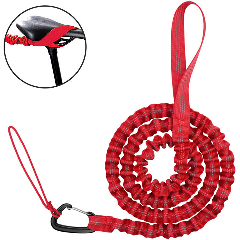 1 pieza Cuerda de remolque para niños, Cuerda de remolque para niños, Bungee para bicicleta con accesorio, Cuerda de remolque para bicicleta de montaña, Correa para tirar de la cuerda de remolque para ir más lejos con su hijo, Compatible con cualquier bicicleta, rojo