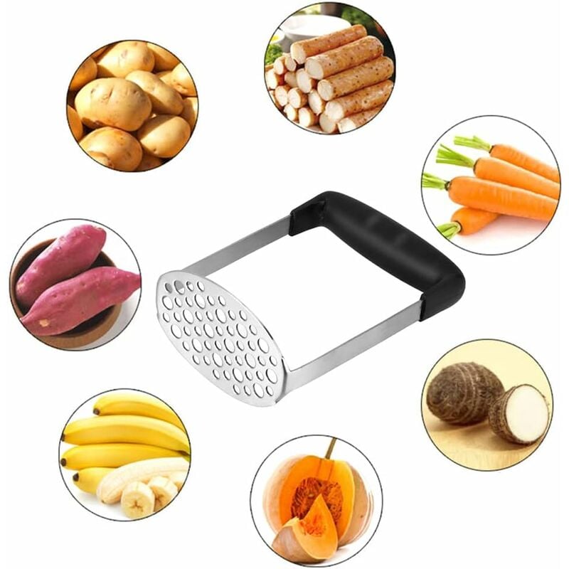 Cabilock Triturador manual de patatas de acero inoxidable Triturador de  patatas antideslizante Masher de mano para papas, frijoles, frutas,  verduras