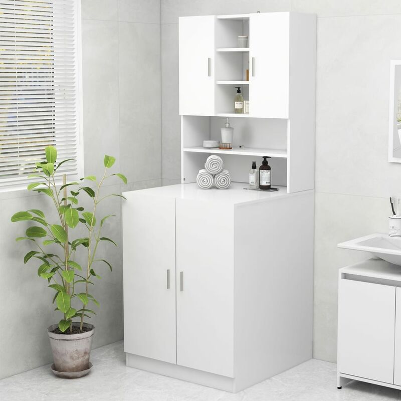  Mueble de baño blanco con lavabo, armario de almacenamiento de  baño con 2 puertas, combo de grifo y espejo, organizador de tocador de baño  moderno independiente, ahorro de espacio, para tocador