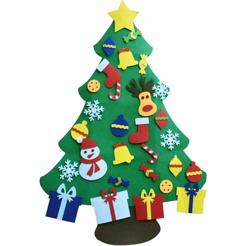 Árbol de Navidad, árbol de Navidad de fieltro, árbol de Navidad Decoración de escaparate de fieltro de bricolaje con adornos desmontables Decoraciones navideñas 95 * 70 cm, para decoraciones navideñas