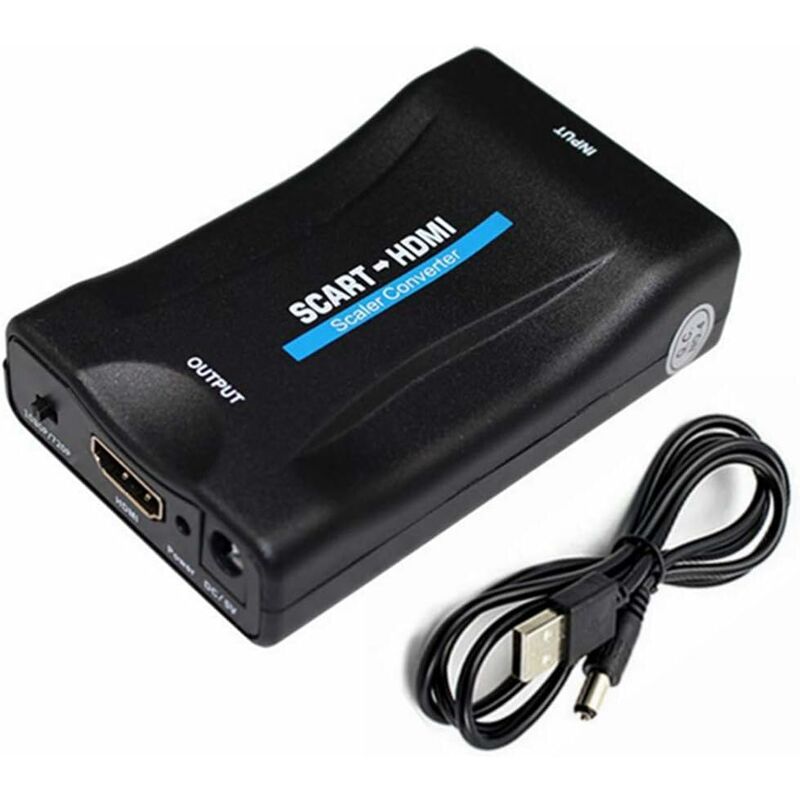 Convertidor SCART-HDMI a HDMI Adaptador de audio y video 1080P / 720P Soporte HD PAL NTSC SECAM para PS4 PS3 TV DVD - Negro