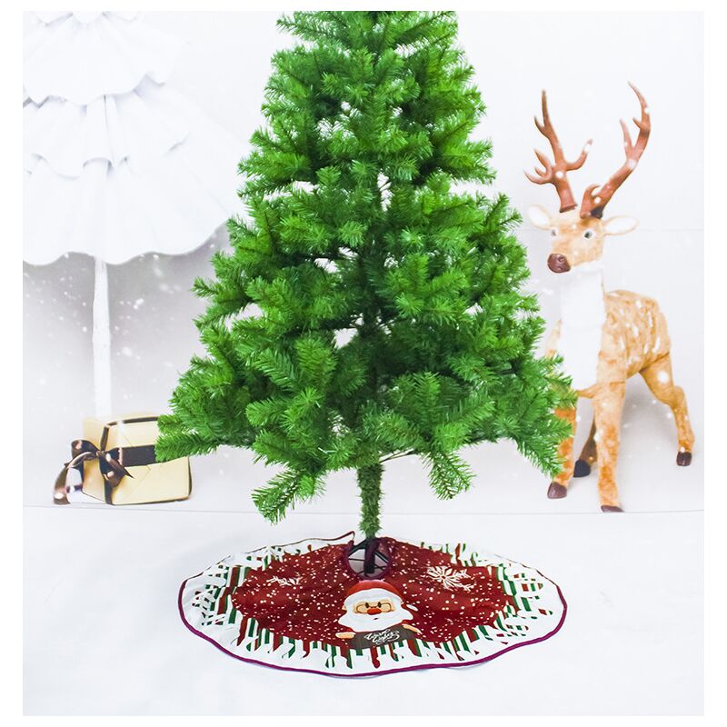 Falda de árbol de Navidad de 35 pulgadas - Falda de árbol de Navidad Decoración festiva Personaje de alegría Copo de nieve Papá Noel encantador - Borde rojo