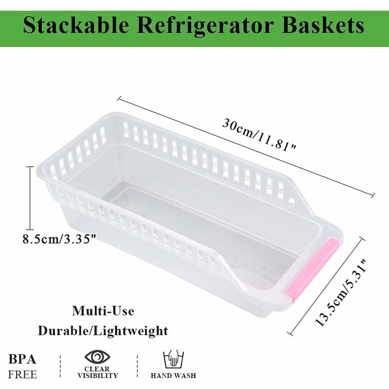 Refrigerator Organizer Bins Stackable,GRABADO 5 Pack Plastic