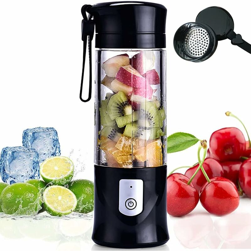 Licuadora de frutas recargable USB portátil, mini licuadora para batidos,  batidos, jugos, licuadora portátil 350-420 ml 6 cuchillas para deportes y  viajes, sin BPA, regalos de Navidad para mujeres y h