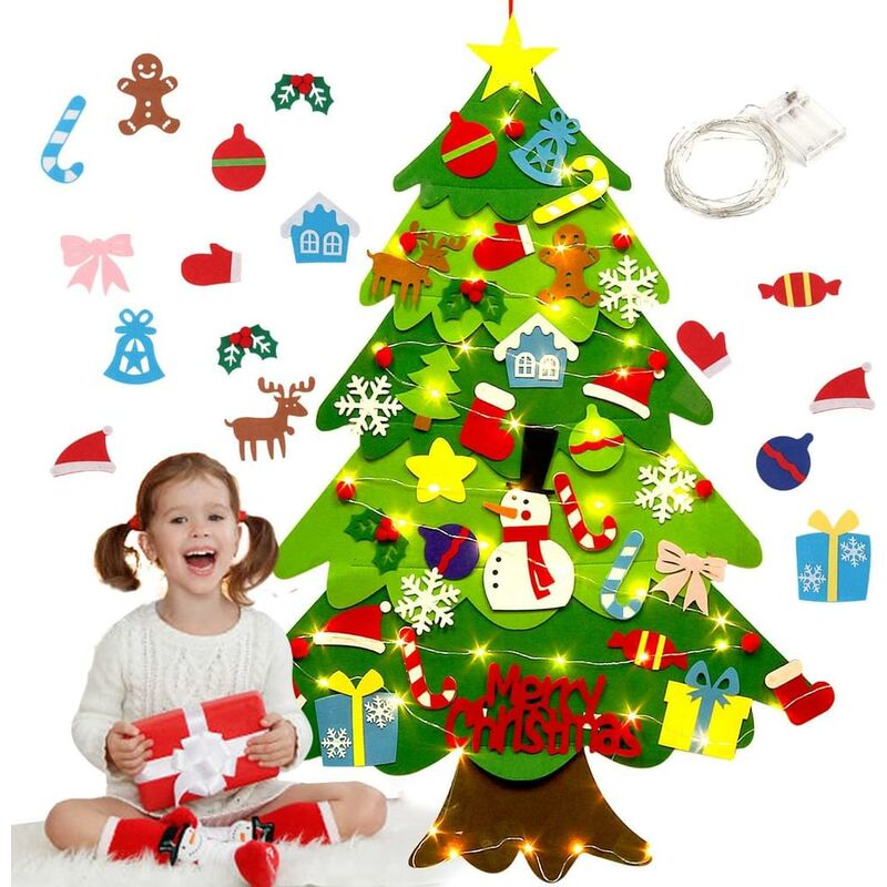 Árbol de Navidad de fieltro, árbol de Navidad DIY, juego de Navidad colgante DIY, réplica para regalo de Navidad para niños