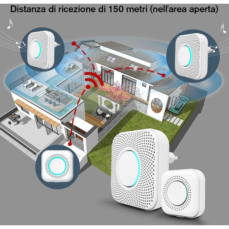 Timbre Inalambrico Exterior A Prueba De Agua 150m Negro