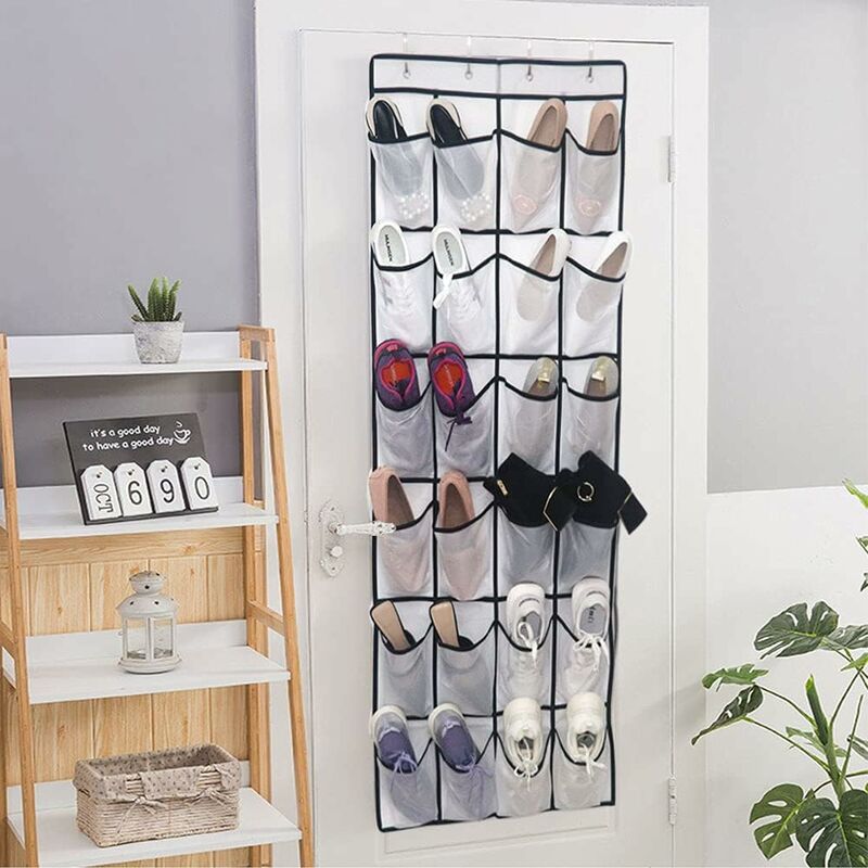 Organizador de zapatos para colgar sobre la puerta con 24 bolsillos grandes