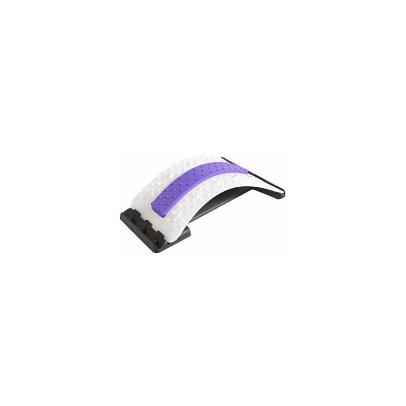 Masajeadores de espalda Dispositivo de masaje de camilla de espalda ajustable de 3 niveles Dispositivo de estiramiento de espalda de masajeador lumbar de 88 puntos para relajación de espalda y alivio del dolor, púrpura y blanco