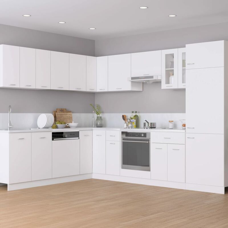 Armarios de cocina - 1 mueble bajo y 1 mueble alto - Blanco y roble -  TRATTORIA