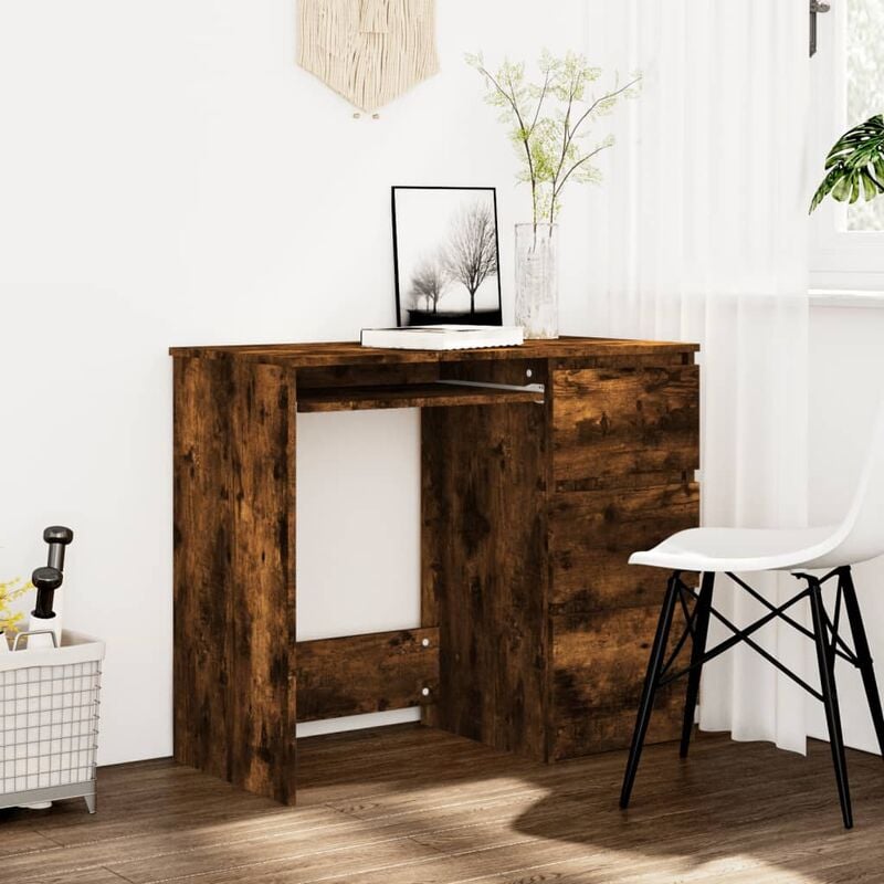 Yaheetech Mesa Escritorio de Ordenador de Madera con Cajón Estante 104 x 82  x 50 cm Mesa de Compuradora para Oficina Despacho Dormitorio Estilo Moderno  Negro