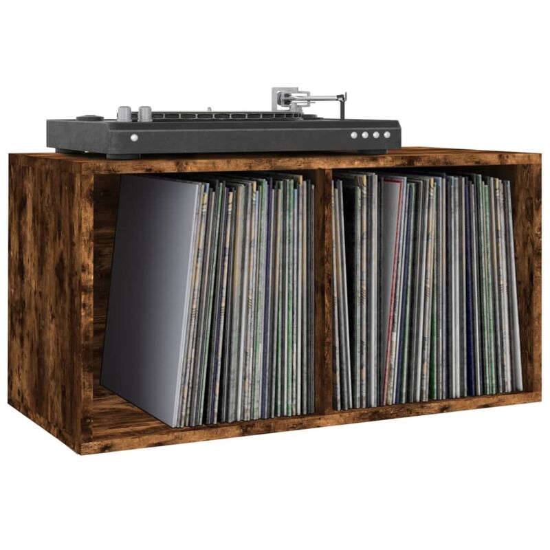 Maison Exclusive Caja para discos de vinilo contrachapado color roble  71x34x36cm