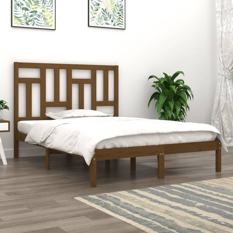 Estructura de cama madera maciza de pino marrón miel 120x200 cm