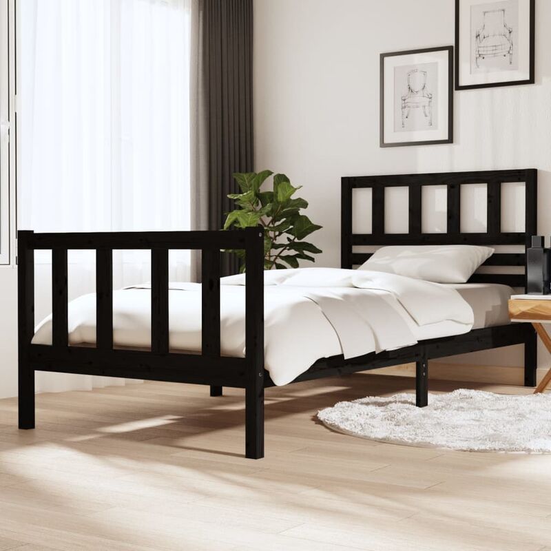 Estructura de cama madera maciza negro 100x200 cm