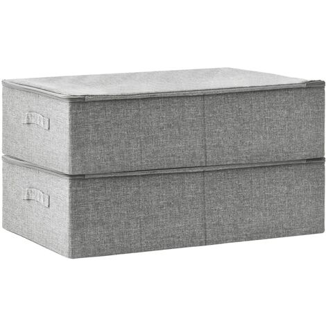 Cajas de almacenaje apilables con tapa 8 uds tela gris y crema