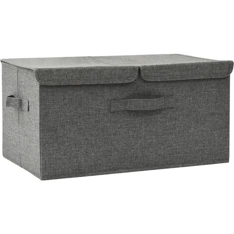 Caja de tela gris lunares blancos