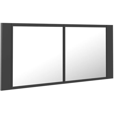 vidaXL Armario espejo de baño con luz LED acrílico negro 40x12x45 cm