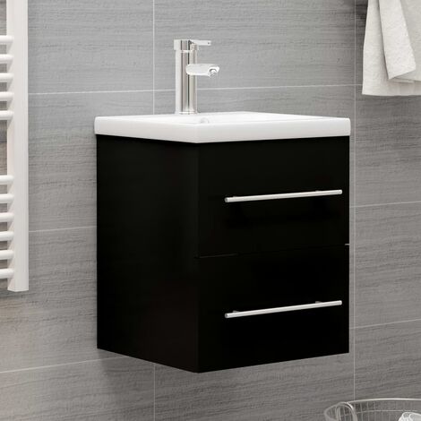 Armario para lavabo aglomerado negro 41x38,5x48 cm