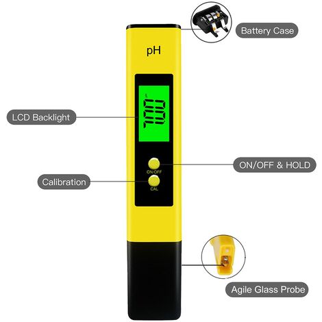 Medidor de PH digital para agua, 0.01 PH Probador de PH tipo