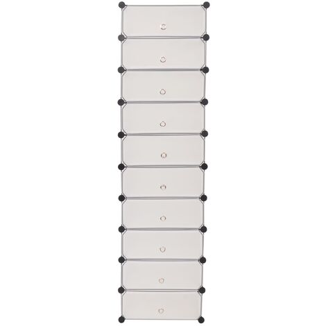 Zapatero de almacenamiento rectangular con 12 compartimentos de plástico en  color blanco SONGMICS