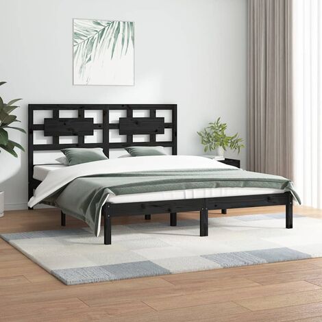 Estructura de cama madera maciza de pino gris 180x200 cm