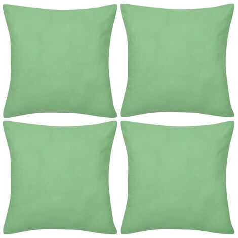 4 fundas verde manzana para cojines de algodón, 40 x 40 cm