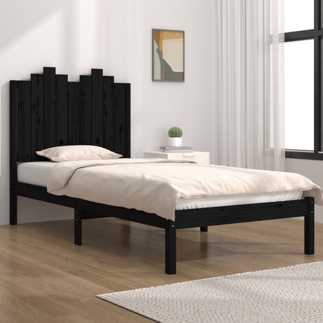 Estructura de cama madera maciza de pino negra 150x200 cm