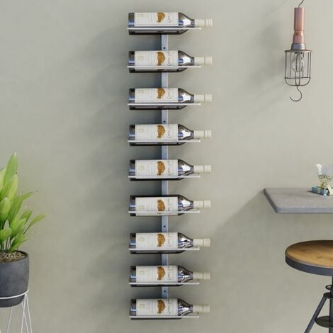 Botellero de pared para 9 botellas hierro blanco