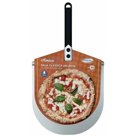 Pelle à pizza en aluminium anodisé ronde avec manche court