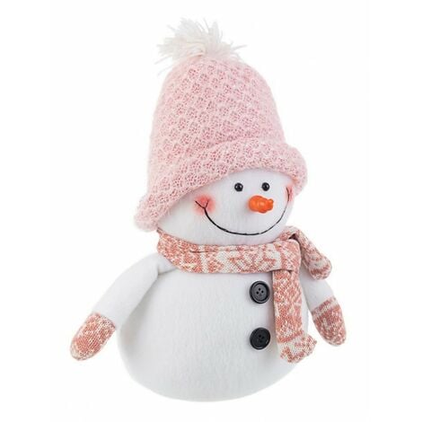 Bonhomme de neige lumineux fourrure rose