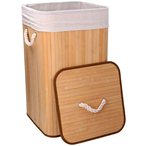 Panier de rangement en plastique recyclé avec couvercle en bambou - 10  litres - ON RANGE TOUT