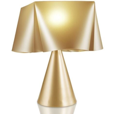 Lampe de chevet design en cône dorée et lampe en boule