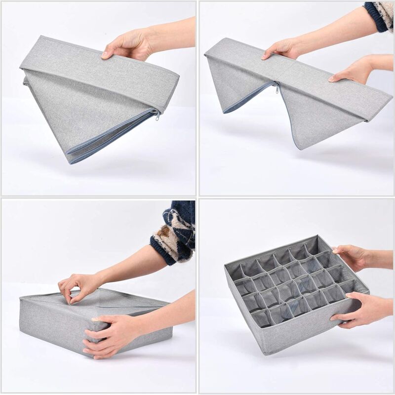 ASelected Lot De 3 Boîte De Rangement Pour Vetement - 12 Compartiments