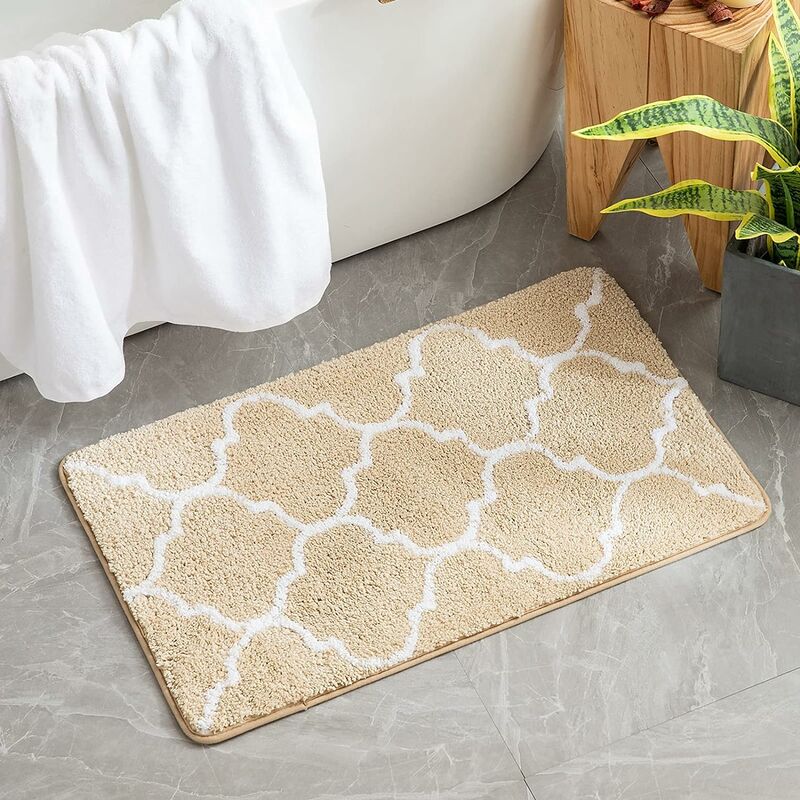 Tapis en Bois de Bambou 50x80 cm Cuisine Salle de Bain Chambre Anti-dérapant  Gris Tourterelle